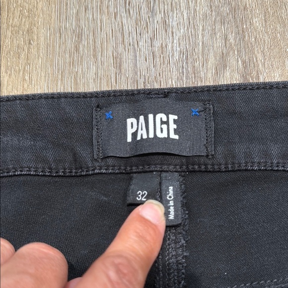PAIGE Cindy Cropped Size 32 Black Straight Leg High Rise Jeans Sleek Design - Picture 2 of 13